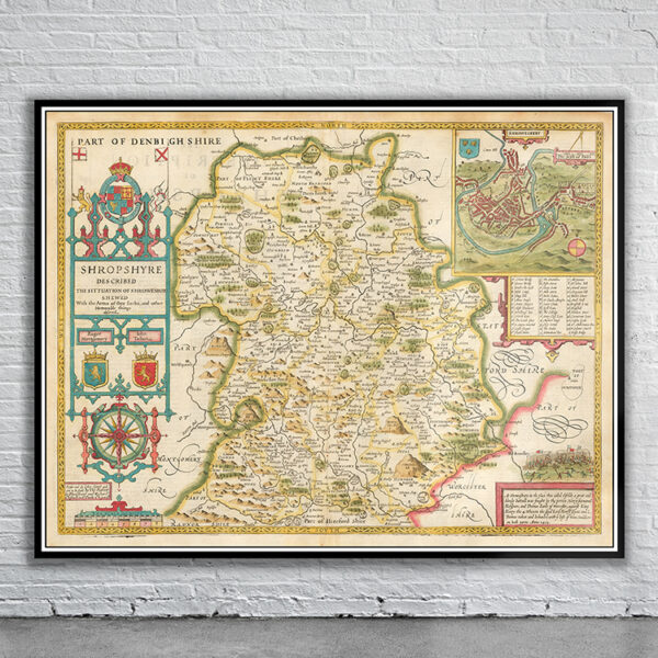 Vintage Map of Shropshire Antique Map