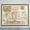 Vintage Map of Sussex Antique Map