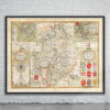 Vintage Map of Warwick Antique Map