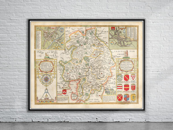 Vintage Map of Warwick Antique Map