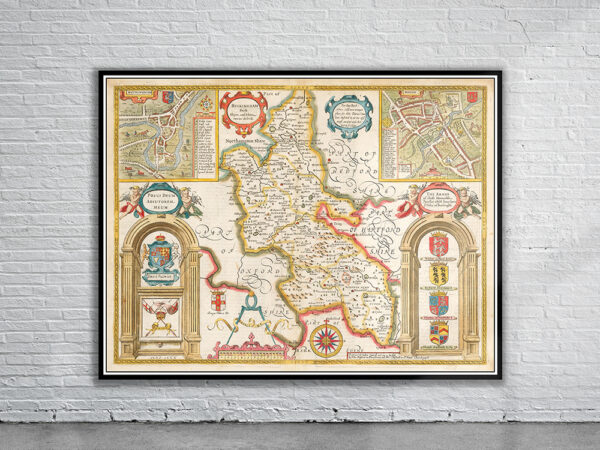 Vintage Map of Buckinghamshire Antique Map