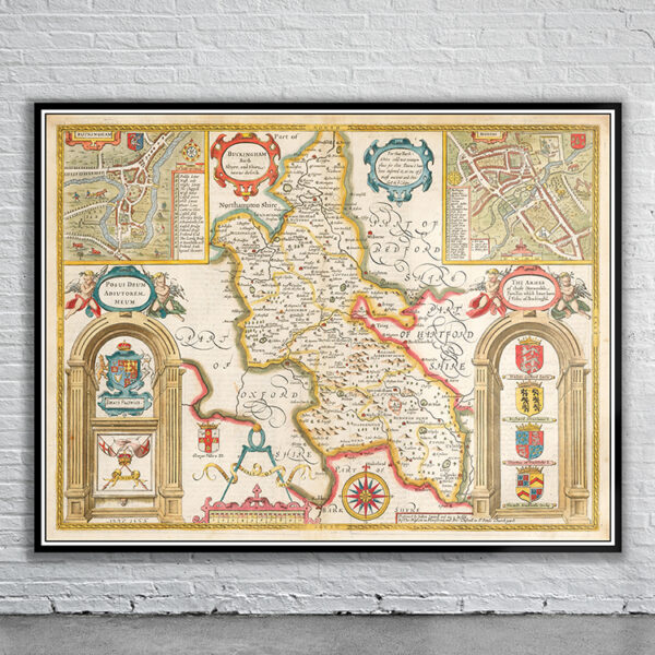 Vintage Map of Buckinghamshire Antique Map