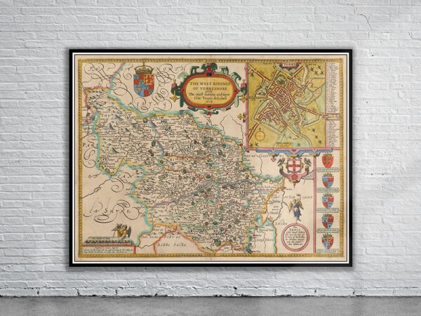 Vintage Map of Yorkshire Antique Map