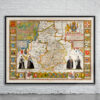 Vintage Map of Cambridgeshire Antique Map