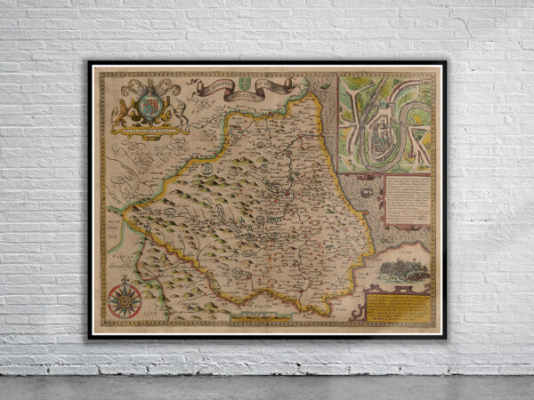 Vintage Map of Durham Antique Map