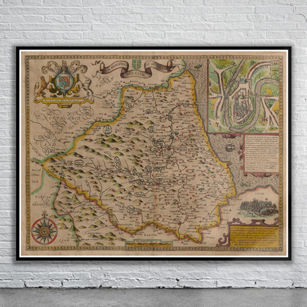 Vintage Map of Durham Antique Map