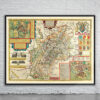 Vintage Map of Gloustershire Antique Map