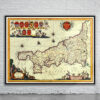 Vintage Map of Cornwall 1690 Antique Map