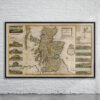 Vintage Map of Scotland 1714 Antique Map