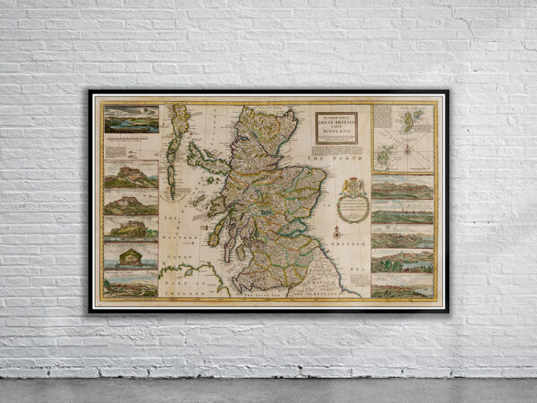 Vintage Map of Scotland 1714 Antique Map