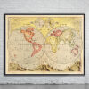 Vintage Japanese Map of the World 1906 Antique Map
