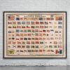 Vintage Print of Flags of the World 1869 Antique Map