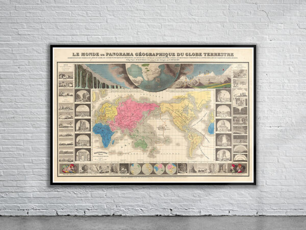 Vintage Map of the World 1854 Antique Map