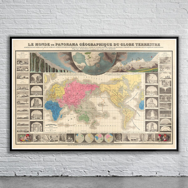 Vintage Map of the World 1854 Antique Map