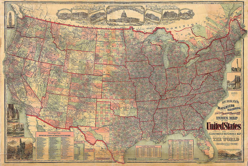 Vintage Map of the United States - AM56 1