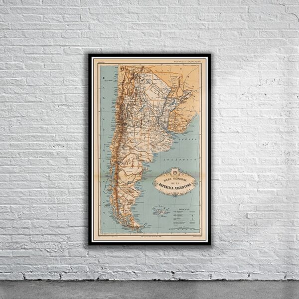 Vintage Map of Argentina 1888 Antique Map