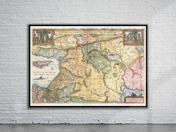 Vintage Map of the Holy Land 1657 Antique Map