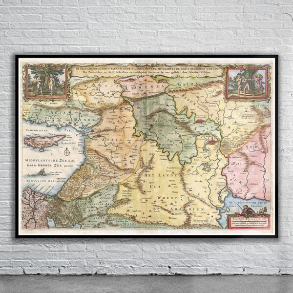 Vintage Map of the Holy Land 1657 Antique Map