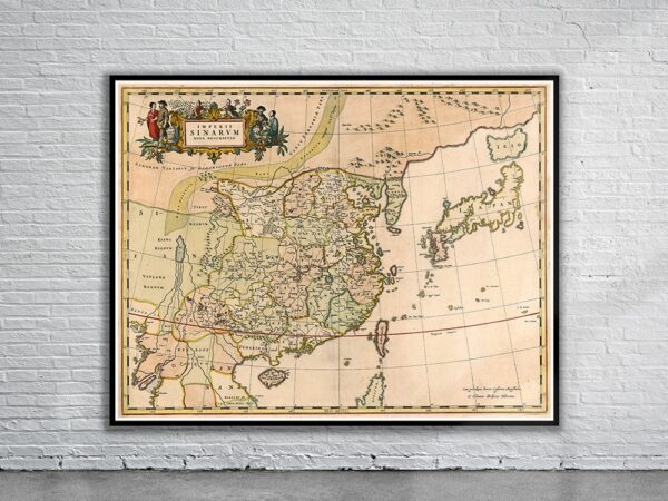 Vintage Map of China 1654 Antique Map