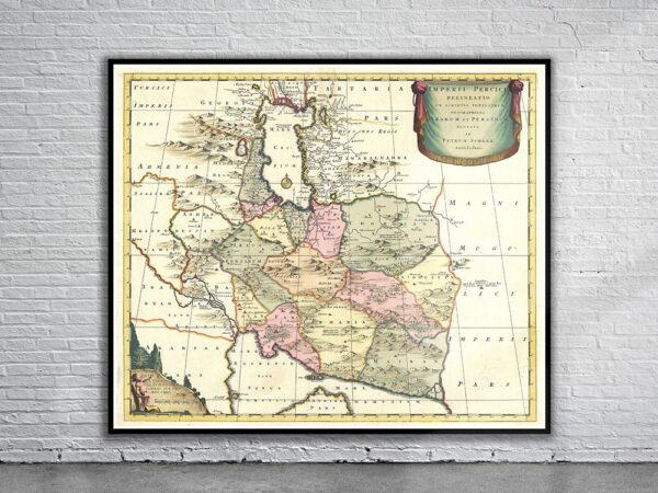 Vintage Map of Persia 1722 Antique Map