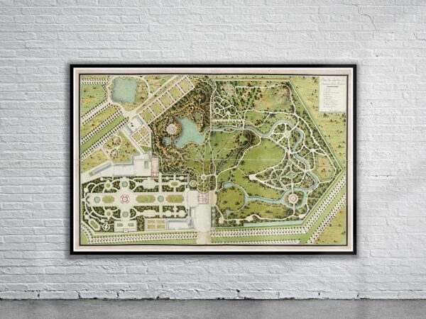 Vintage Plan of Versailles 1700 Antique Map