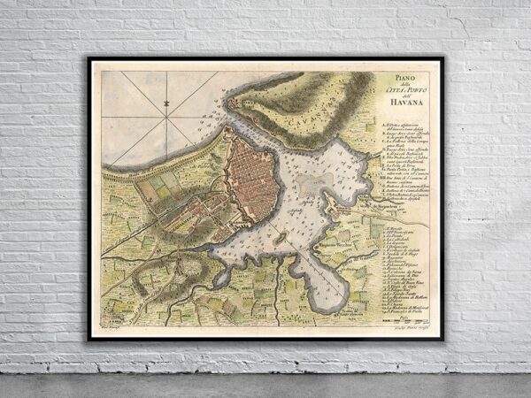 Vintage Map of the City of Havana 1763 Antique Map