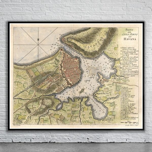 Vintage Map of the City of Havana 1763 Antique Map