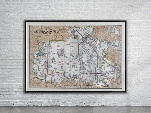 Vintage Map of the San Fernando Valley 1923 Antique Map