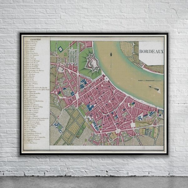 Vintage Map of Bordeaux 1777 Antique Map