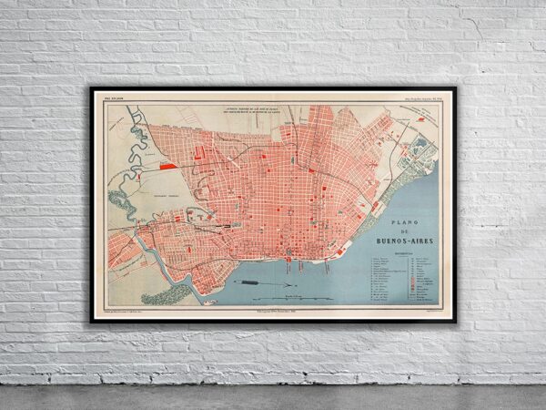 Vintage Map of Buenos Aires 1888 Antique Map