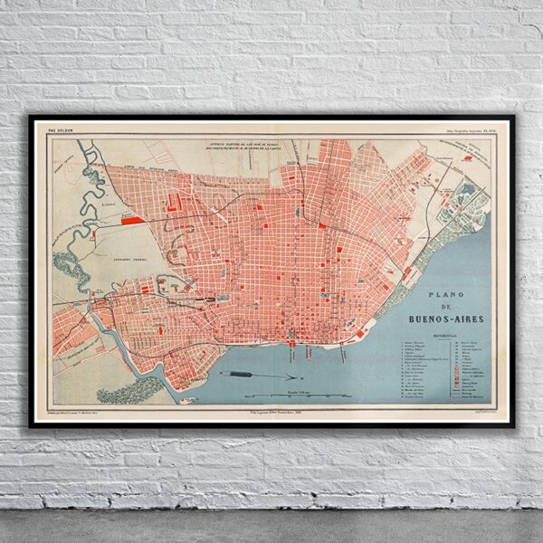 Vintage Map of Buenos Aires 1888 Antique Map