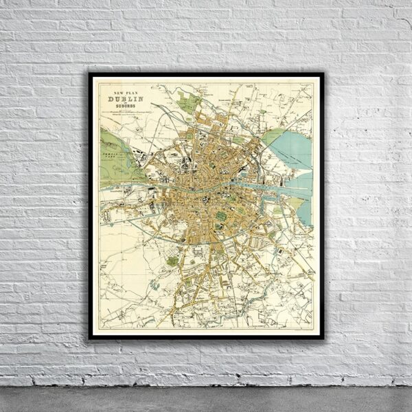 Vintage Map of Dublin 1913 Antique Map