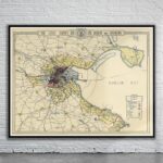 Vintage Map of Dublin Antique Map