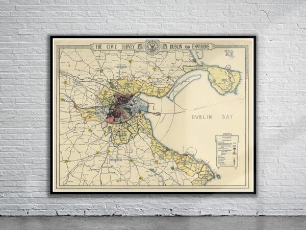 Vintage Map of Dublin Antique Map