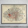 Vintage Map of Dublin Antique Map