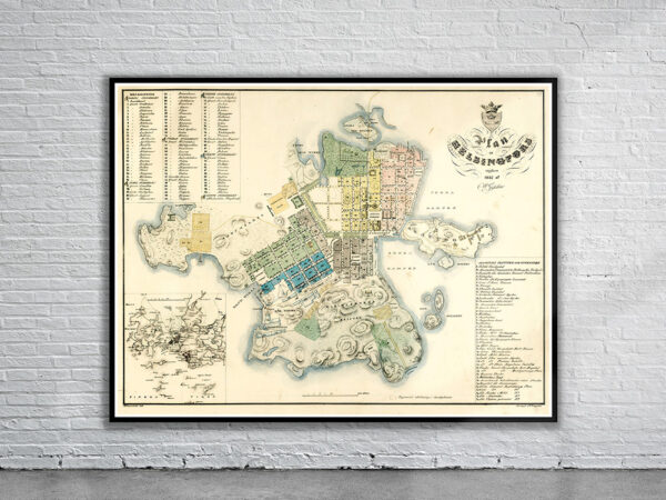 Vintage Map of Helsinki 1837 Antique Map