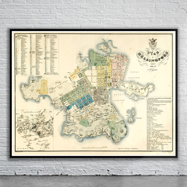 Vintage Map of Helsinki 1837 Antique Map