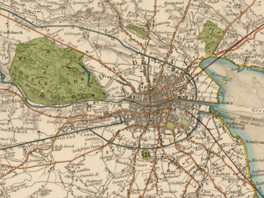 Vintage map of dublin 1837