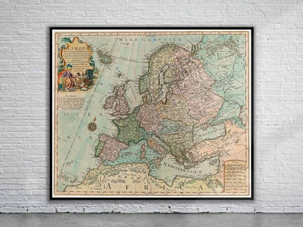 Vintage Map of Europe 1757 Antique Map
