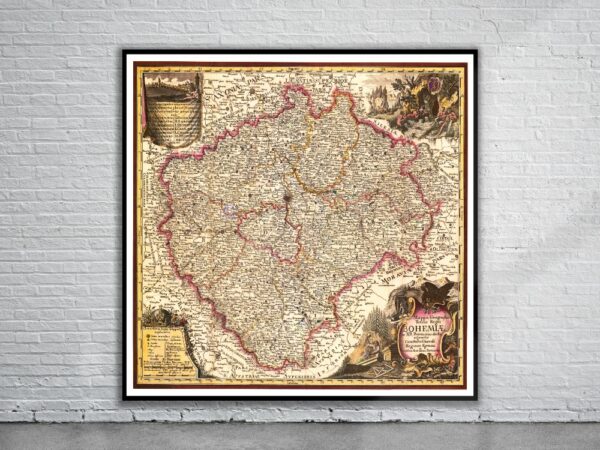 Vintage Map of Bohemia 1758 Antique Map