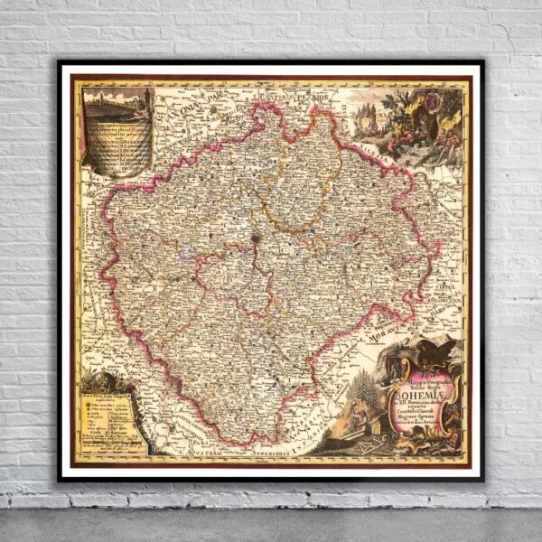 Vintage Map of Bohemia 1758 Antique Map