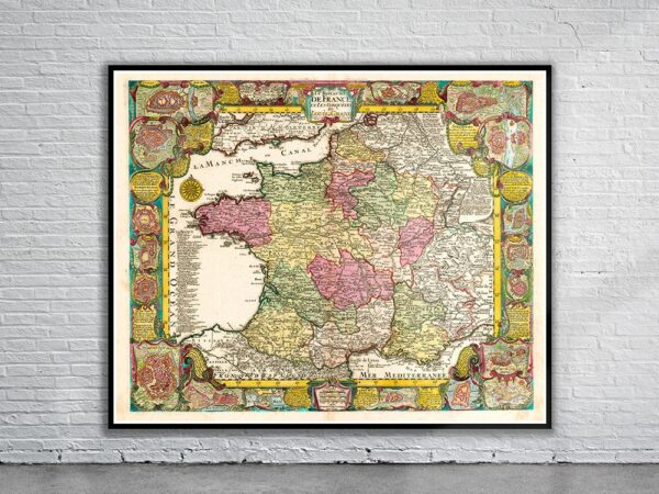 Vintage Map of France 1760 Antique Map