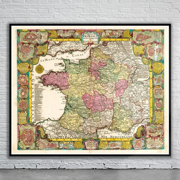 Vintage Map of France 1760 Antique Map