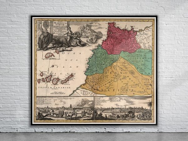 Vintage Map of Morocco 1728 Antique Map
