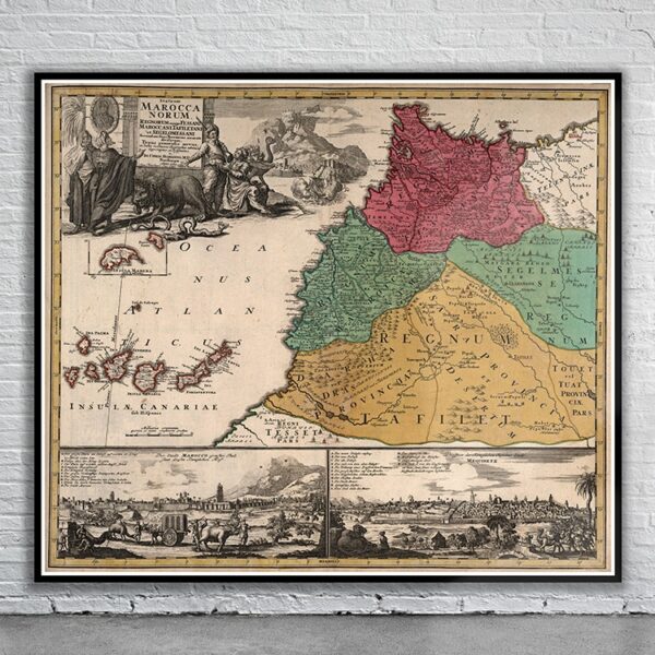 Vintage Map of Morocco 1728 Antique Map