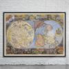 Vintage Map of Heaven and Earth 1699 Antique Map