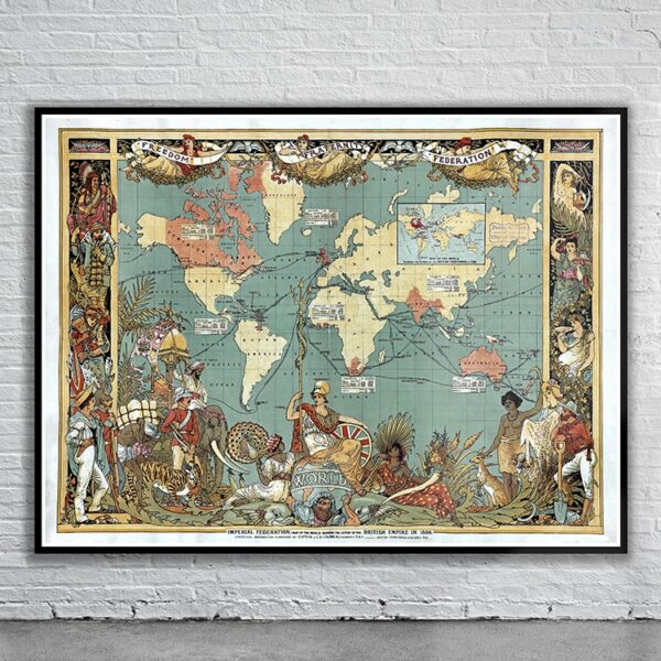 Vintage Map of the British Empire 1886 Antique Map