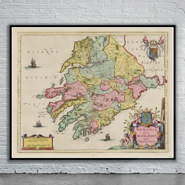 Vintage Map of Munster 1665