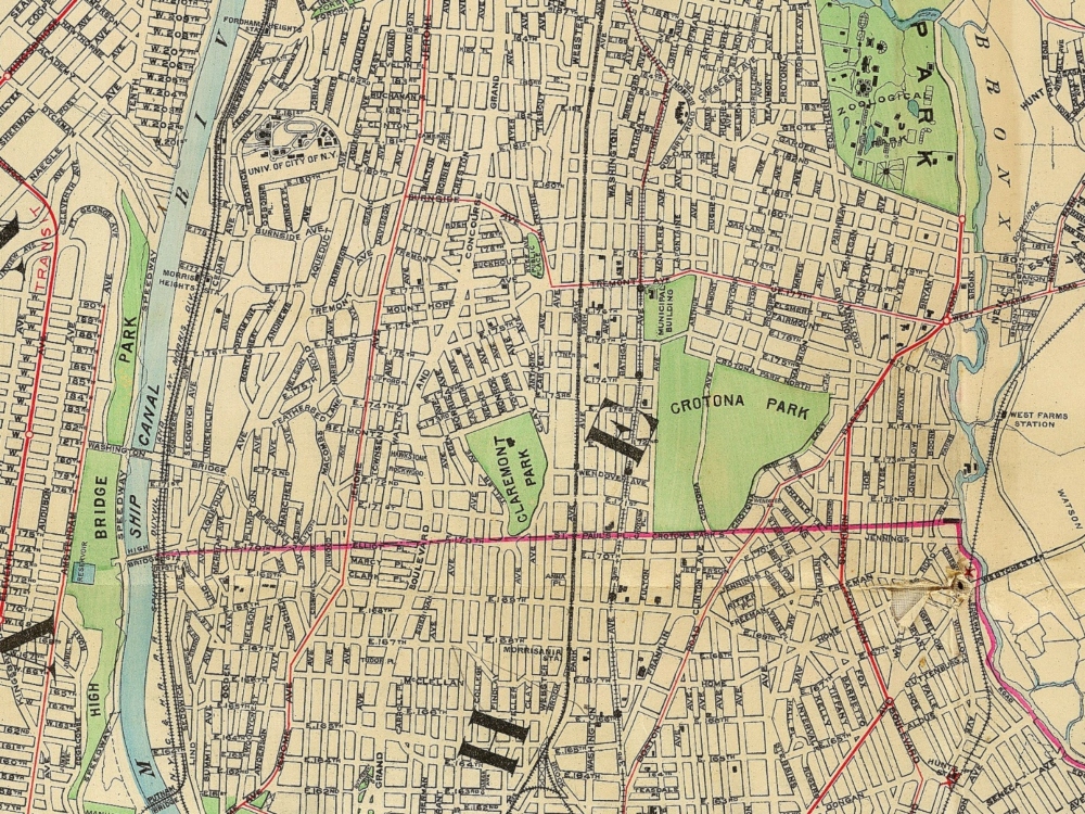 Vintage Map of The Bronx 1900