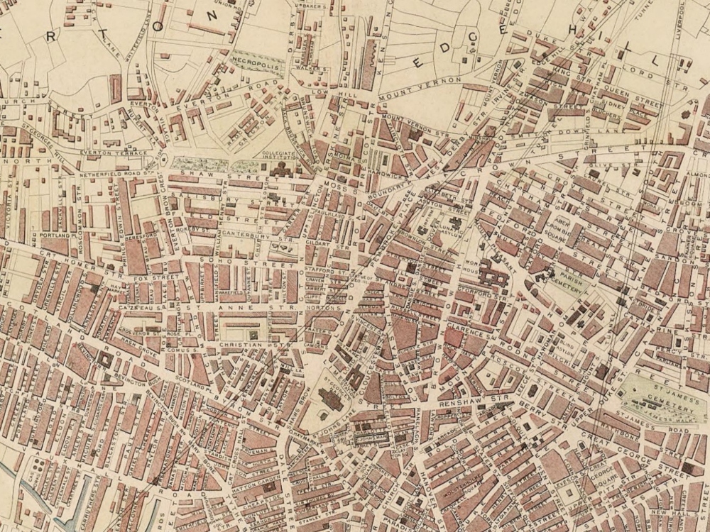 Vintage Map of Liverpool 1851